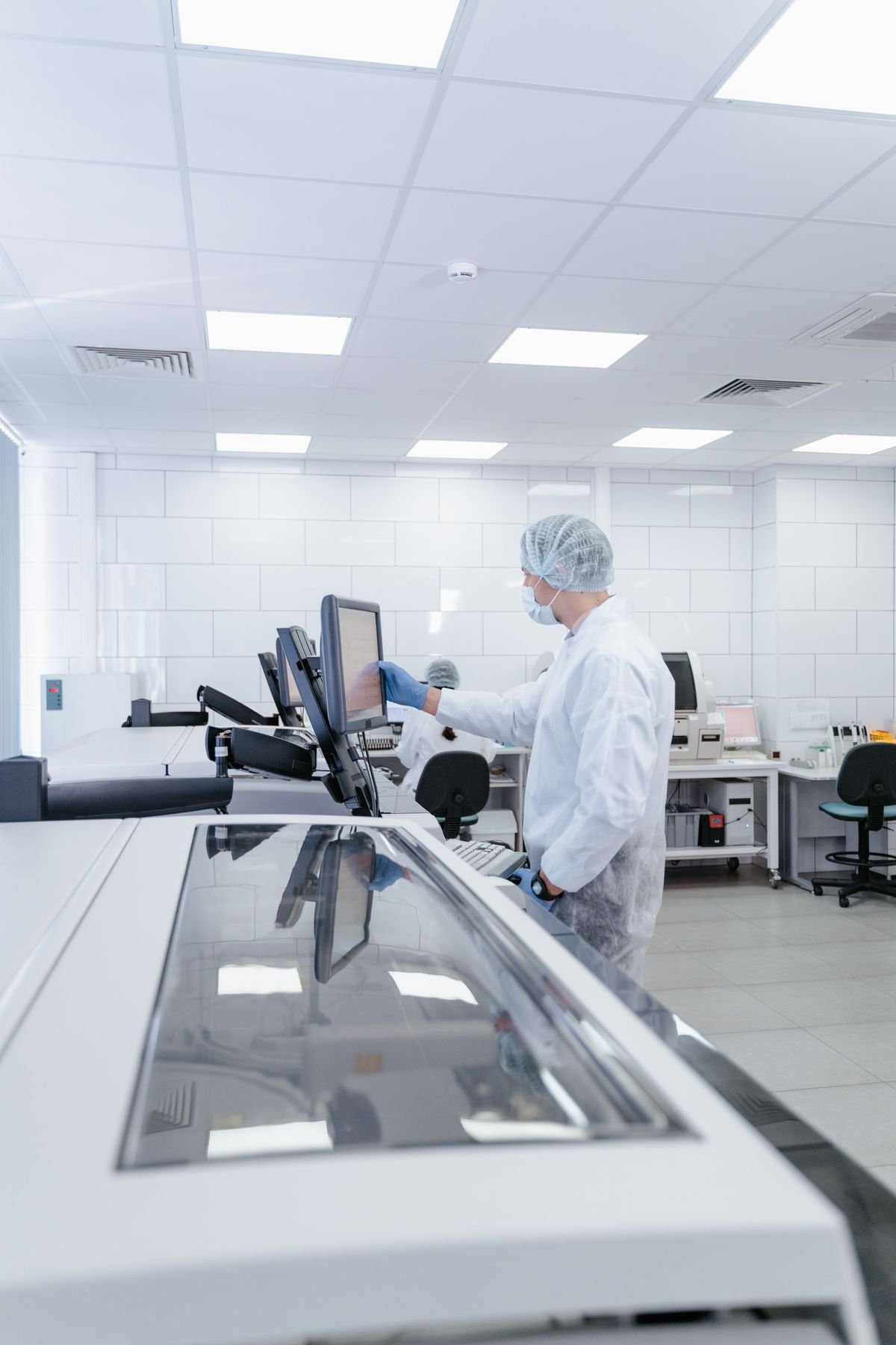 Clean room testing in progress Clean room testing of airborne particle counts in a controlled environment