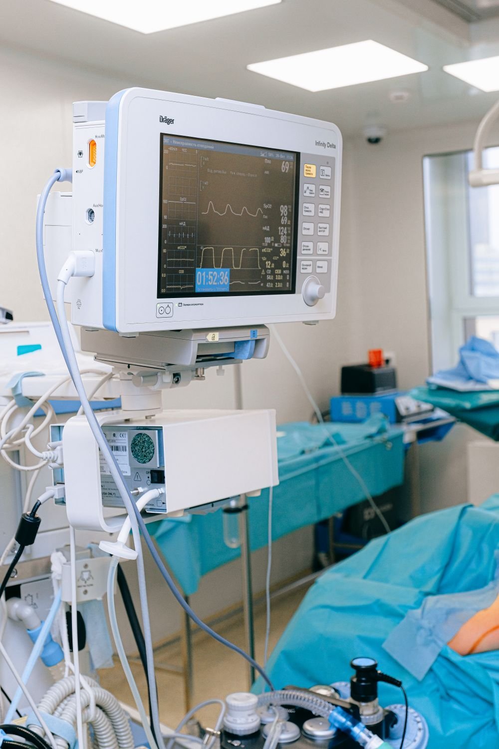 Medical equipment in a hospital operating room