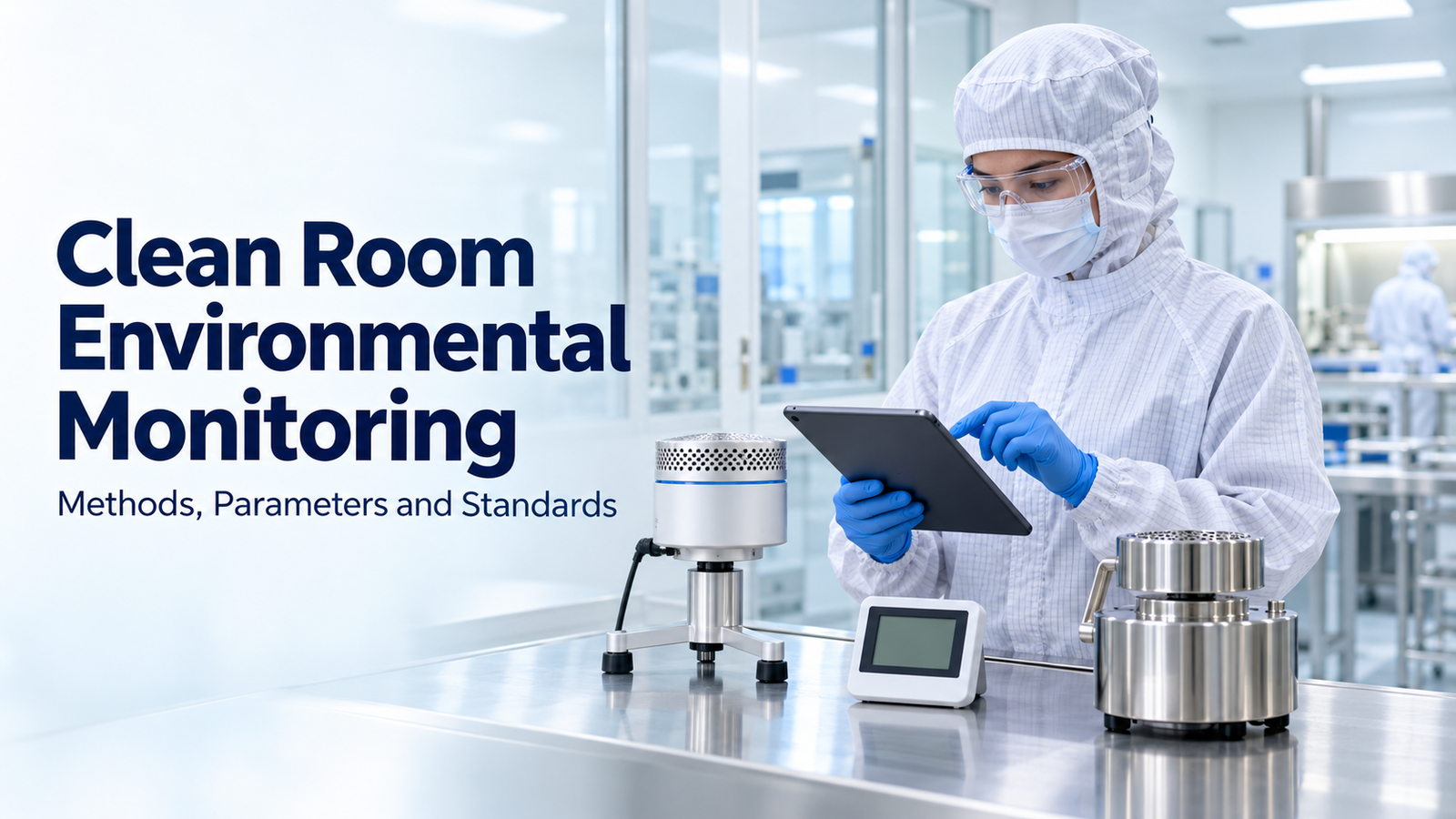 Clean room environmental monitoring tracks particles, airflow, pressure, temperature and humidity to keep controlled areas within ISO 14644 limits.