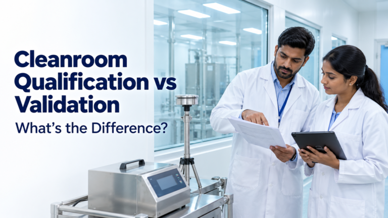 Cleanroom qualification vs validation explained simply: qualification proves a new room once; validation re-confirms it on a schedule. See which you need.