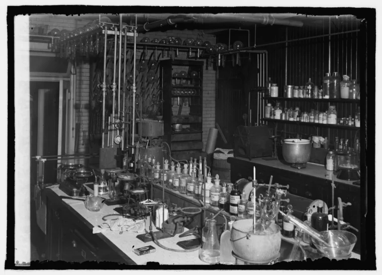 Fume hood testing in a chemistry laboratory