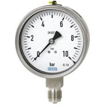 Pressure gauge undergoing calibration on the bench