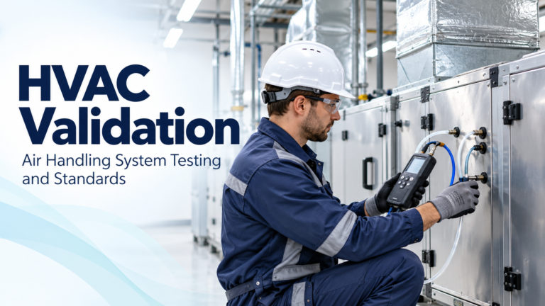 HVAC validation tests the air system behind a cleanroom or hospital: airflow, filtration, pressure and conditions, to prove it controls the environment.