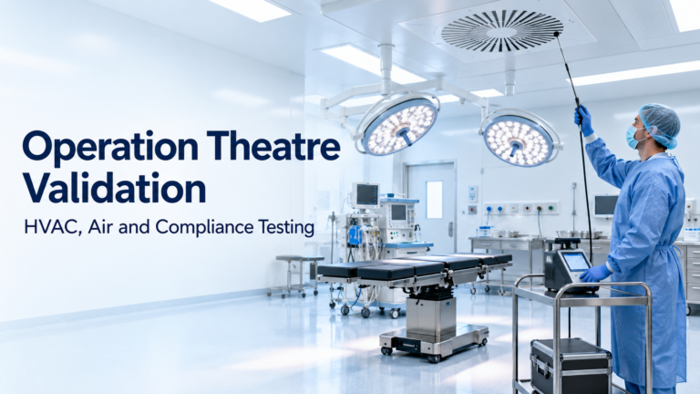 Operation theatre validation tests air quality, airflow, pressure and HEPA filters in hospital operating theatres to keep them safe, sterile and compliant.