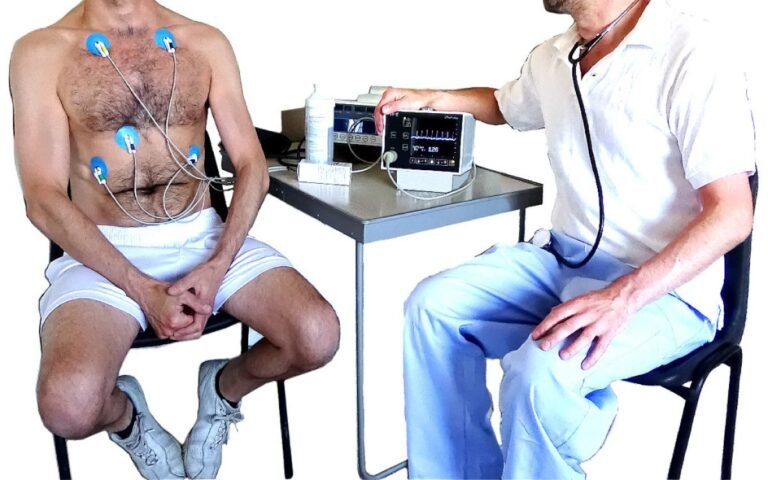 ECG electrocardiogram machine in use