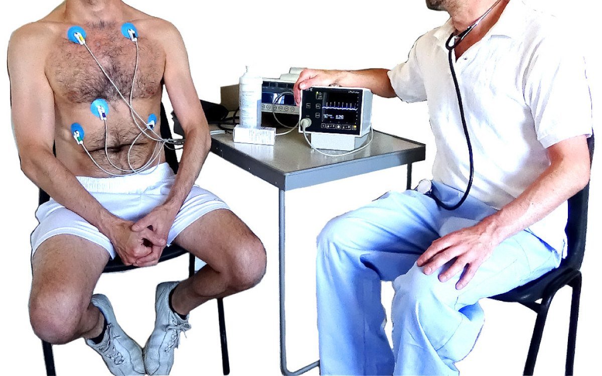 ECG electrocardiogram machine in use